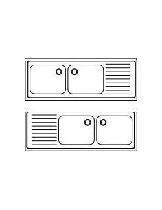 Fregadero desmontado con bastidor cubas a la izquierda 1600x700 mm sin estante 2