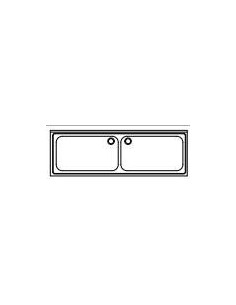 Fregadero de gran capacidad con bastidor desmontado cubas en el centro 1800x700 mm sin estante 2