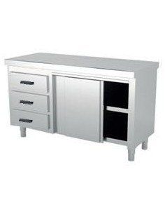 Mueble neutro central con puerta, hueco y cajones a la izquierda gama 600