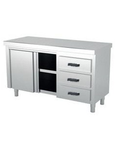 Mueble neutro central con puerta, hueco y cajones a la derecha gama 600