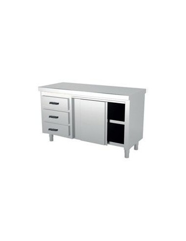 Mueble neutro mural con puerta, hueco y cajones a la izquierda gama 600