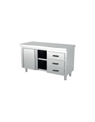 Mueble neutro mural con puerta, hueco y cajones a la derecha gama 600