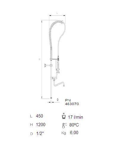 Grifo ducha basico con caño incorporado