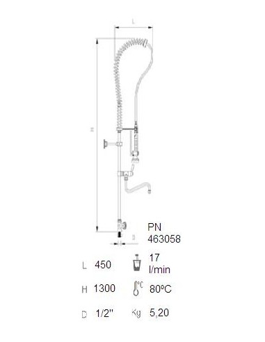 Grifo ducha sobremesa de un agua con caño incorporado
