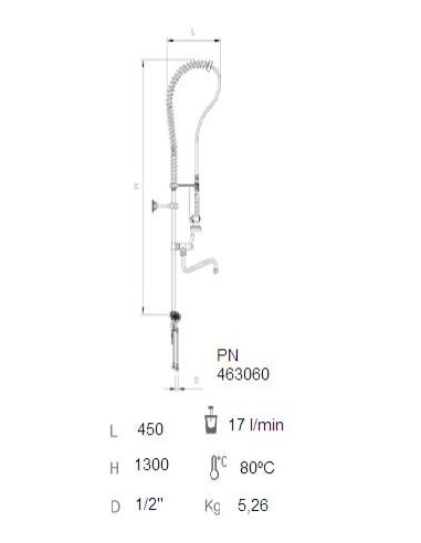Grifo ducha sobremesa de dos aguas con caño