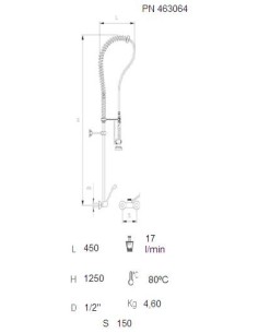 Grifo ducha mural dos aguas monomando 2