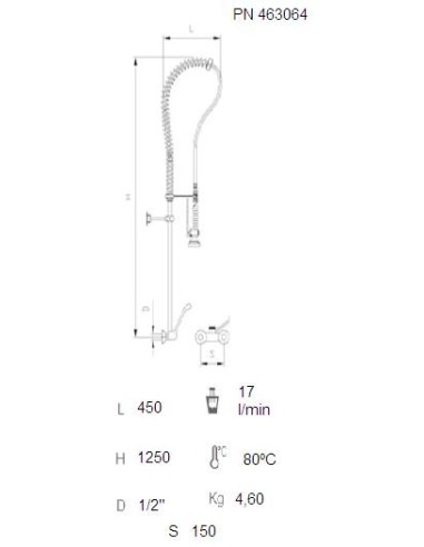 Grifo ducha mural dos aguas monomando
