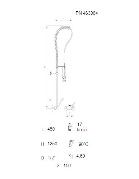 Grifo ducha mural dos aguas monomando