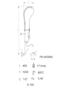 Grifo ducha mural dos aguas monomando con caño 2