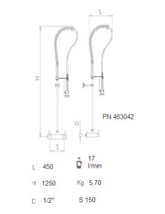 Grifo ducha mural dos aguas 1/4 de vuelta con levas 2