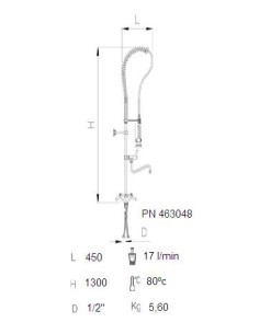 Grifo ducha sobremesa dos aguas 1/4 de vuelta con caño 2