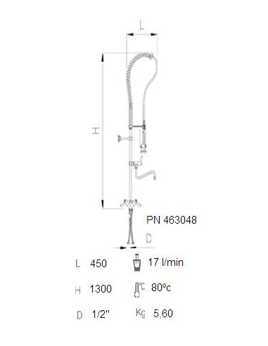 Grifo ducha sobremesa dos aguas 1/4 de vuelta con caño