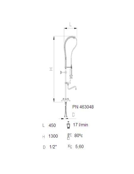 Grifo ducha sobremesa dos aguas 1/4 de vuelta con caño