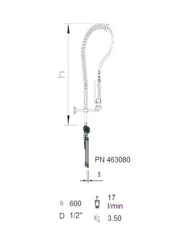 Grifo ducha básico dos aguas extra bajo