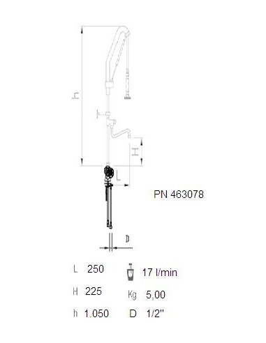 Grifo ducha dos aguas modelo accionamiento extensible con caño