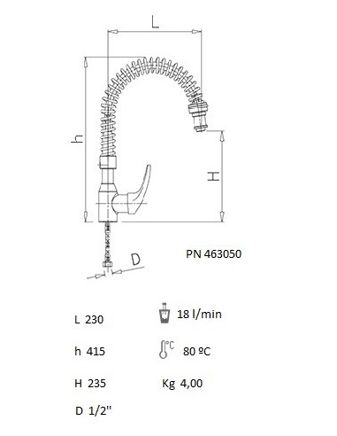 Grifo ducha sobremesa de dos aguas monomando serie doméstico