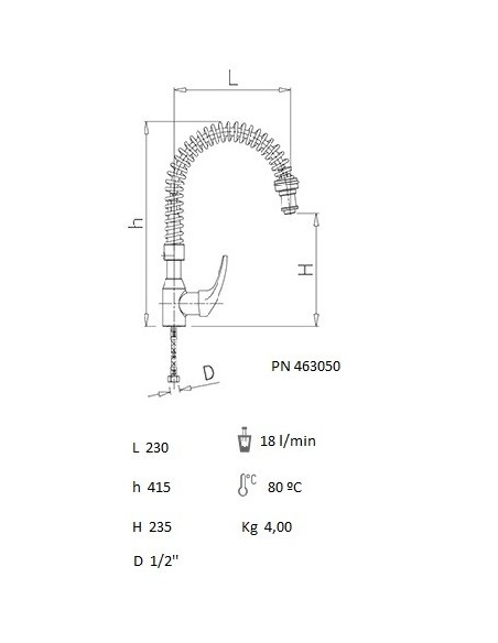 Grifo ducha sobremesa de dos aguas monomando serie doméstico