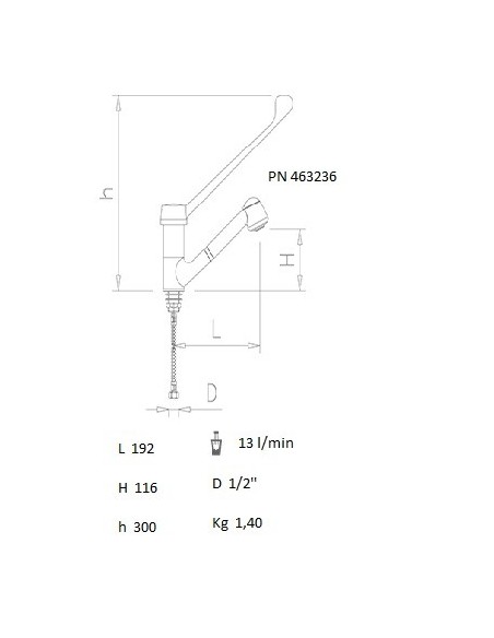 Grifo monomando extensible de codo leva larga