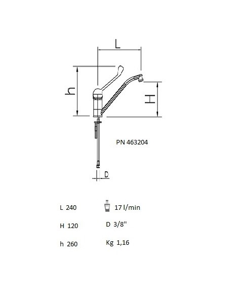 Grifo de sobremesa monomando codo dos aguas
