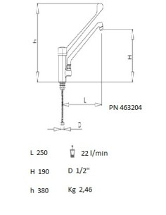 Grifo de sobremesa serie monoblock, monomando de codo dos aguas 2