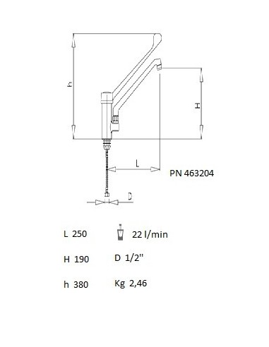 Grifo de sobremesa serie monoblock, monomando de codo dos aguas