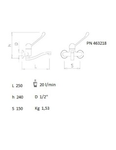 Grifo mural monomando de codo dos aguas 2