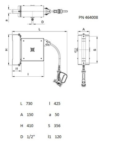 Grifo manguera enrollable inoxidable serie compacto