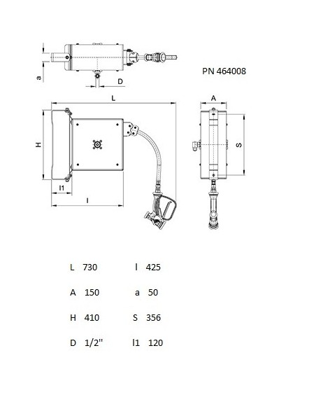Grifo manguera enrollable inoxidable serie compacto