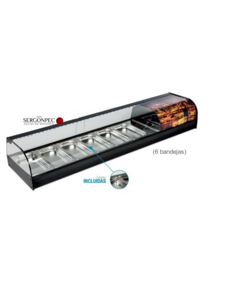 Vitrina Refrigerada Expositora Decorada 6 Bandejas Cristal Curvo