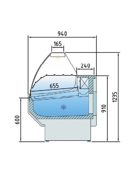 Vitrina Expositora Serie 9 SPEED Cristal Curvo