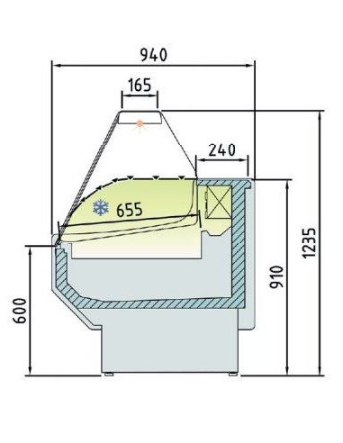 Vitrina Expositora Serie 9 SPEED Cristal Curvo