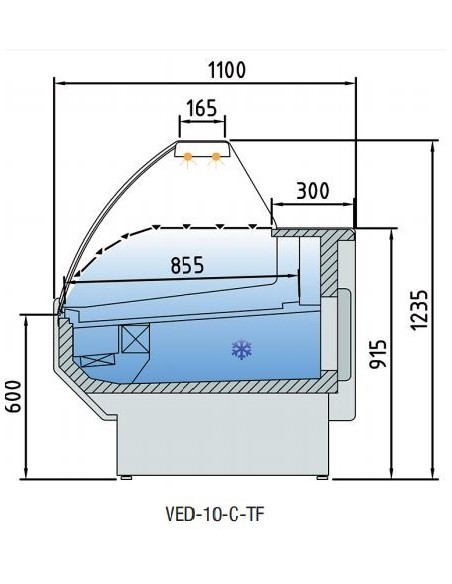 Vitrina Expositora Serie 10 SPEED Cristal Curvo