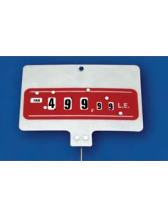 Cartel portaprecios ruedas 3+2 dígitos fondo rojo