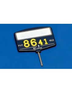 Cartel portaprecios inyección núm. relieve azul