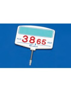 Cartel portaprecios inyección núm. relieve azul