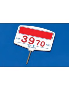 Cartel portaprecios inyección núm. relieve azul