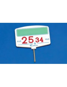 Cartel portaprecios inyección núm. relieve azul