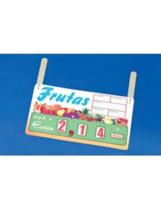 Cartel portaprecios frutas y verduras núm. ruedas, paleta