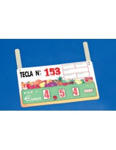 Cartel portaprecios frutas y verduras núm. ruedas, paleta, con núm. tecla