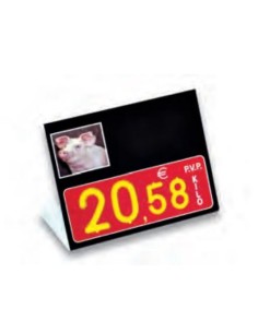 Cartel portaprecios UVI Porcino, Núm. relieve, con base