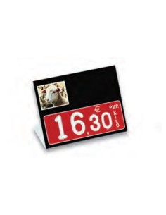 Cartel portaprecios UVI Cordero, Núm. relieve, con base