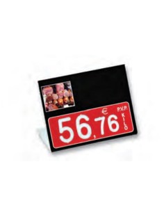 Cartel portaprecios UVI Charcutería, Núm. relieve, con base