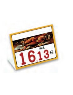 Cartel portaprecios UVI Charcutería, Núm. relieve, con base