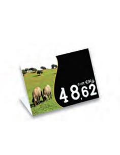 Cartel portaprecios UVI Porcino, Núm. relieve, con base 10,5 x 7,5