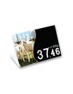 Cartel portaprecios UVI Porcino, Núm. relieve, con base 10,5 x 7,5