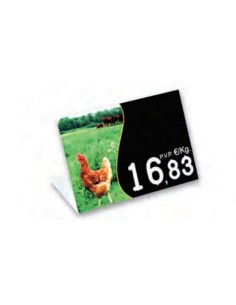 Cartel portaprecios UVI Porcino, Núm. relieve, con base 10,5 x 7,5