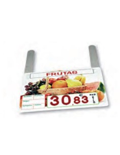 Cartel portaprecios Frutas, Núm. relieve, con ganchos
