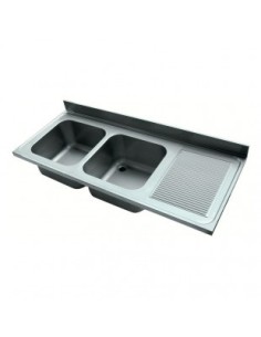 Fregadero montado 2 cubetas a la izquierda ECO 1200x500 mm