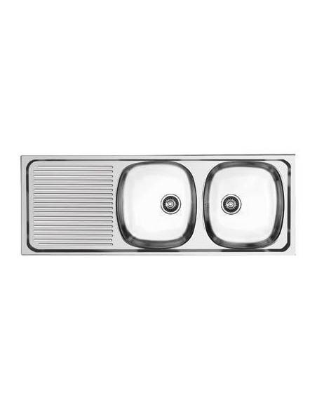 Fregadero montado con bastidor 2 cubetas a la derecha ECO 1200x500