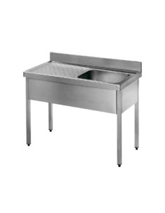 Fregadero desmontado con bastidor cuba a la derecha 1300x600 mm